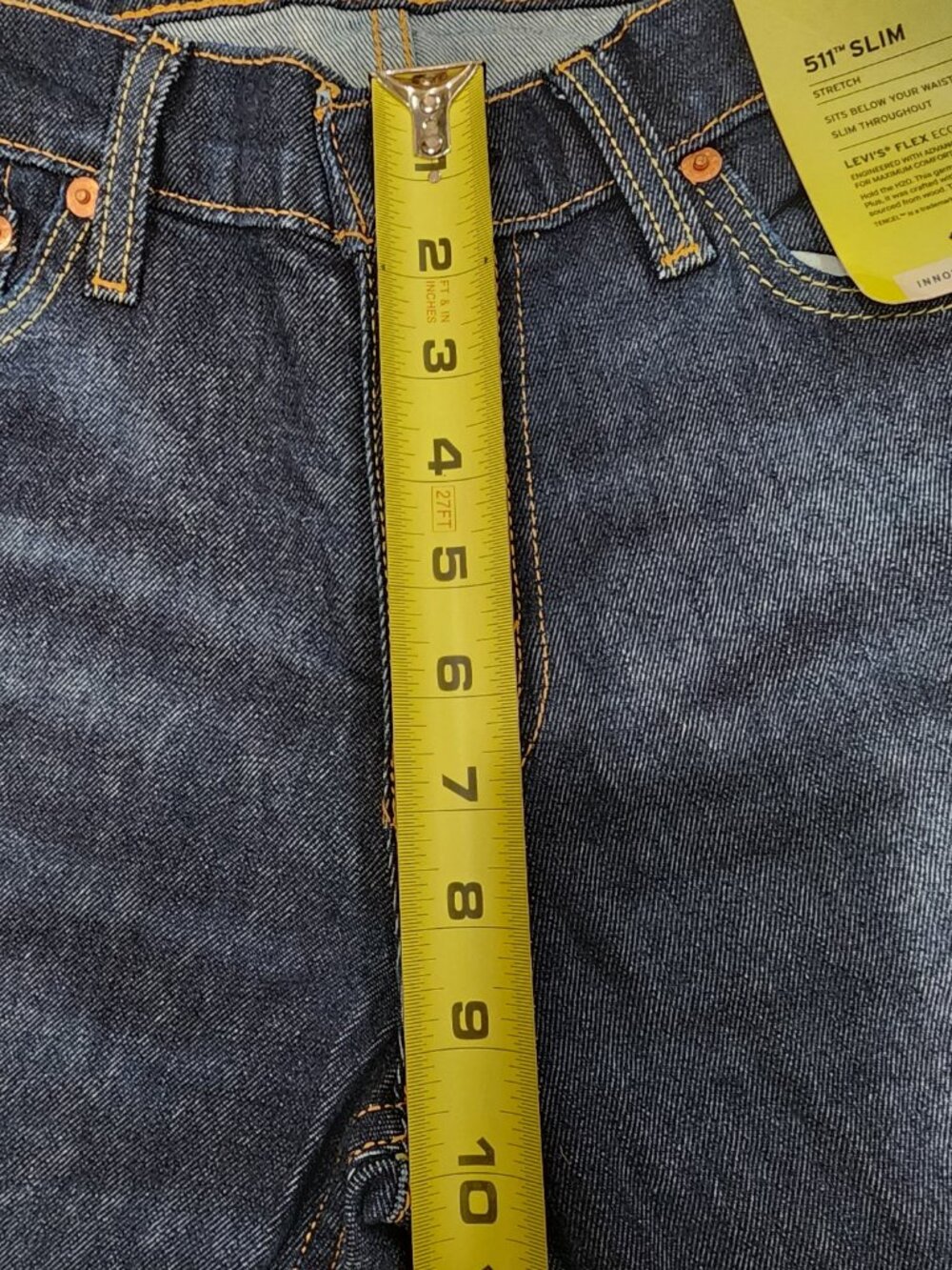Levi's 511 Slim Fit Stretch Flex Dark Wash Jeans Size Men's W30 L32 NWT - Picture 7 of 11